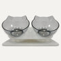 Goo-eez Gamelle double inclinée pour chat, Transparent/Blanc