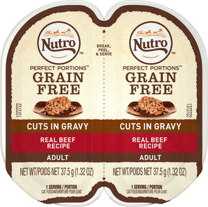 Nutro Perfect Portions Grain-Free Cuts in Gravy Real Beef Recipe Cat Food Trays, 2.65-oz