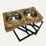 Goo-eez Mangeoire double en bois de manguier 3-en-1 ajustable pour animaux