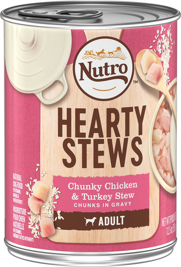 Nutro Adult Hearty Stews Chunky Chicken & Turkey Stew Chunks In Gravy Canned Dog Food