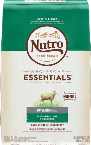 Nutro Wholesome Essentials Senior Pasture Fed Lamb & Rice Recipe Dry Dog Food, 30-lb