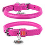 WAUDOG Reinforced Rolled Leather Collar with Metal Clasp for Dogs, Pink