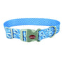 Sublime Collier réglable pour chien, Vagues bleues avec damiers bleus