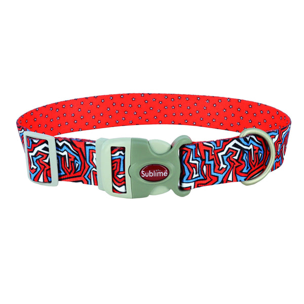 Sublime Adjustable Dog Collar, Red Blue Graffiti with Red Stars