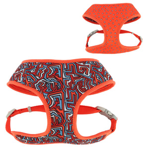 Sublime Reversible Dog Harness, Red Blue Graffitti with Red Stars