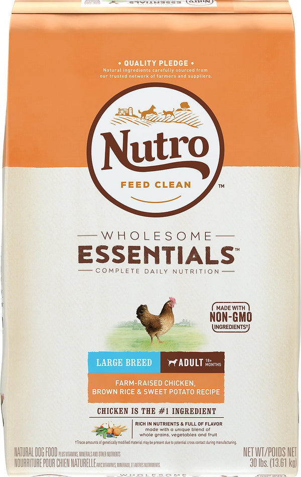 Nutro Wholesome Essentials Croquettes pour chien adulte grande race Recette poulet élevé à la ferme, riz brun et patate douce
