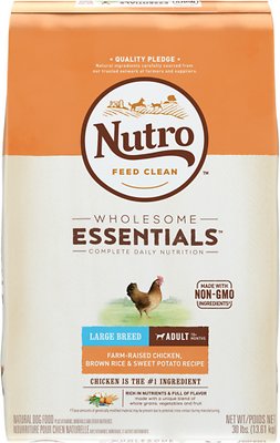 Nutro Wholesome Essentials Croquettes pour chien adulte grande race Recette poulet élevé à la ferme, riz brun et patate douce