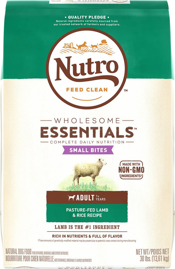 Nutro Wholesome Essentials Small Bites Recette adulte d'agneau nourri en pâturage et riz Croquettes pour chiens