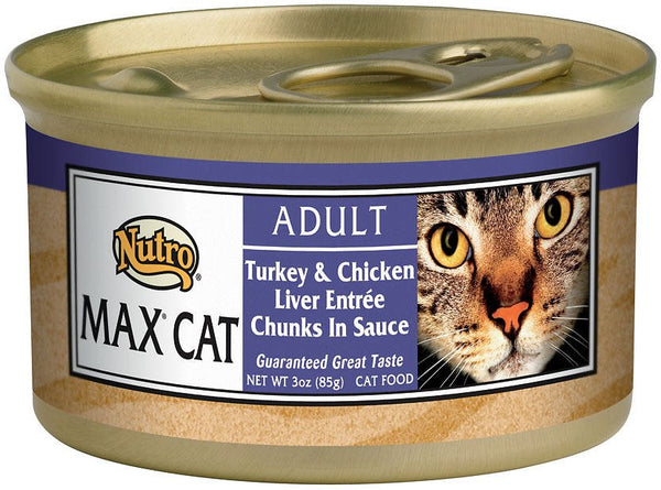 Nutro Max Adult Turkey & Chicken Liver Entree Chunks in Sauce Canned Cat Food