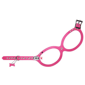 Buddy Belts Permanent Leather Harness with Crystals for Dogs, Hot Pink