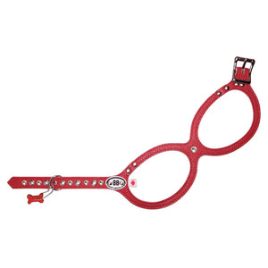 Buddy Belts Permanent Leather Harness with Crystals for Dogs, Red