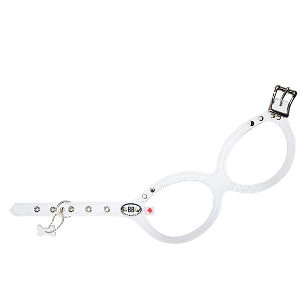 Buddy Belts Harnais permanent en cuir pour chiens, Whitecap