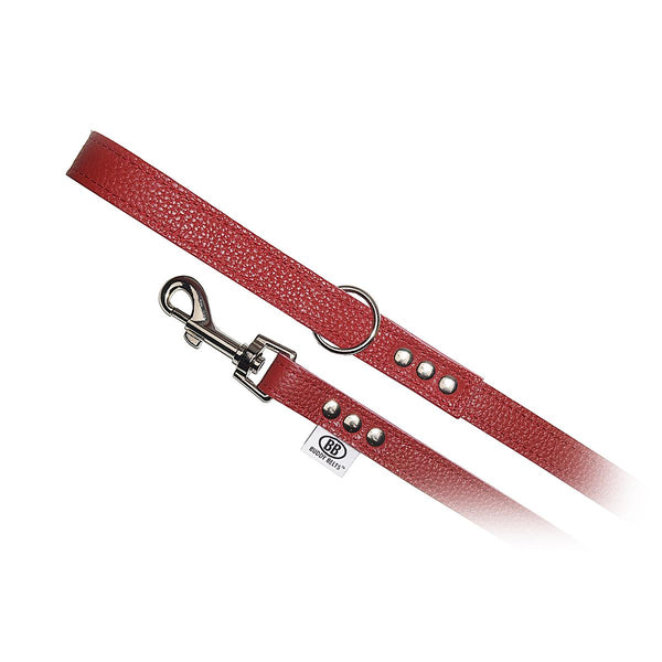 Buddy Belts Laisse en cuir permanente pour chiens, Rouge