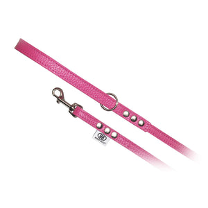 Buddy Belts Permanent Leather Leash for Dogs, Hot Pink