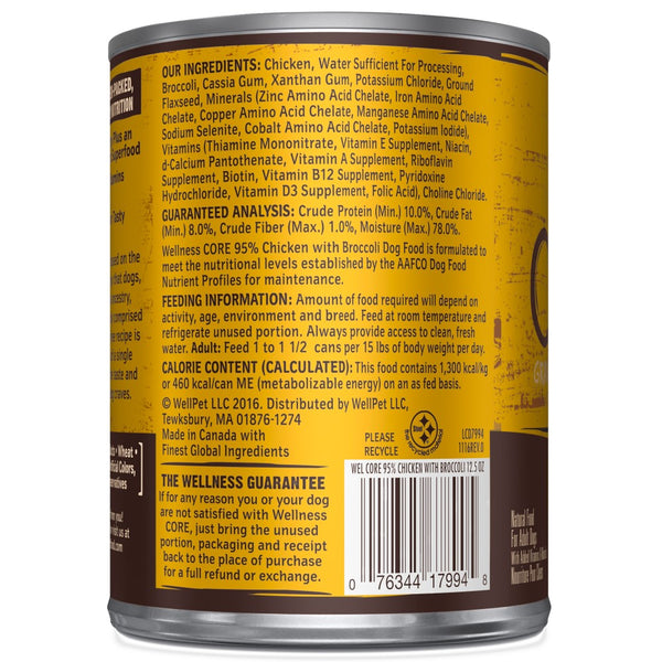 Wellness CORE 95% Grain-Free Chicken & Broccoli Wet Dog Food Can