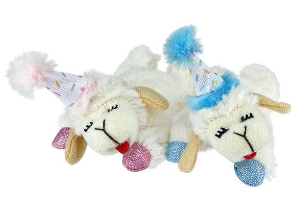 Multipet Lamb Chop with Birthday Hat Cat Toy, Assorted