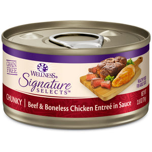 Wellness CORE Signature Selects Chunky Beef & Boneless Chicken Entree in Sauce Grain-Free Wet Cat Food Cans