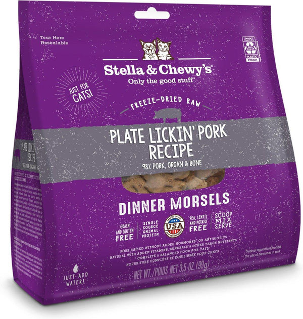 Stella & Chewy's Dinner Morsels Plate Lickin' Pork Nourriture crue lyophilisée pour chat