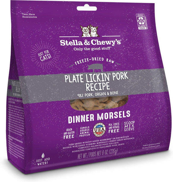 Stella & Chewy's Plate Lickin' Pork Dinner Morsels Freeze-Dried Raw Cat Food