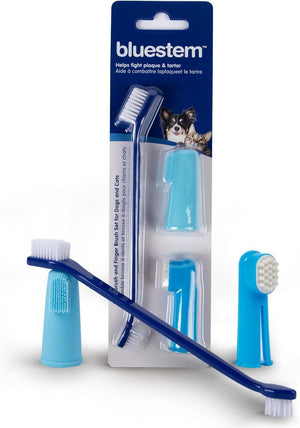 Bluestem Oral Care Toothbrush & Finger Brush Set for Dogs & Cats