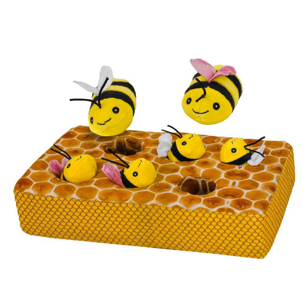Patchwork Pet Bees in a Honeycomb Dog Toy