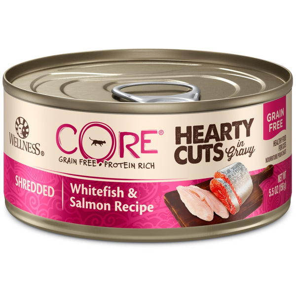 Wellness CORE Hearty Cuts in Gravy Shredded Whitefish & Salmon Grain-Free Wet Cat Food Cans