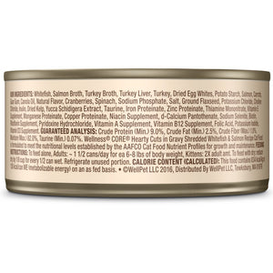 Wellness CORE Hearty Cuts in Gravy Shredded Whitefish & Salmon Grain-Free Wet Cat Food Cans