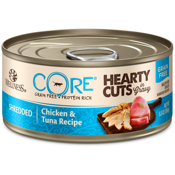 Wellness CORE Hearty Cuts in Gravy Shredded Chicken & Tuna Grain-Free Wet Cat Food Cans