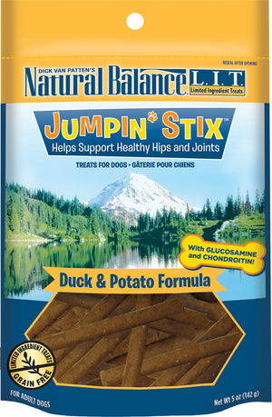 Natural Balance L.I.T. Friandises à ingrédients limités Jumpin' Stix Canard et Pomme de terre Friandises pour chiens, 5 oz