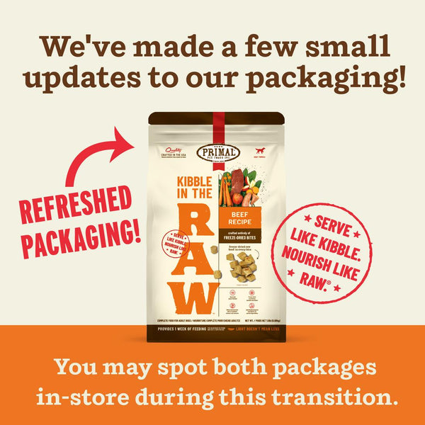 Primal Kibble in the Raw Beef Recipe Freeze-Dried Dog Food