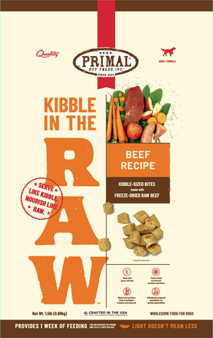Primal Kibble in the Raw Beef Recipe Freeze-Dried Dog Food