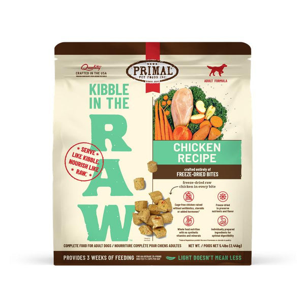 Primal Kibble in the Raw Recette au Poulet Nourriture sèche lyophilisée pour chiens