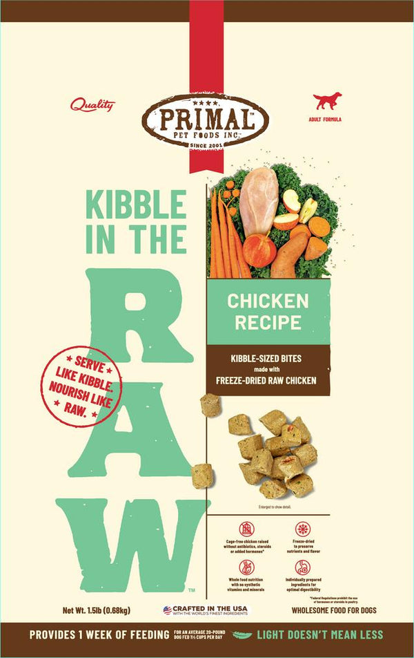 Primal Kibble in the Raw Recette au Poulet Nourriture sèche lyophilisée pour chiens