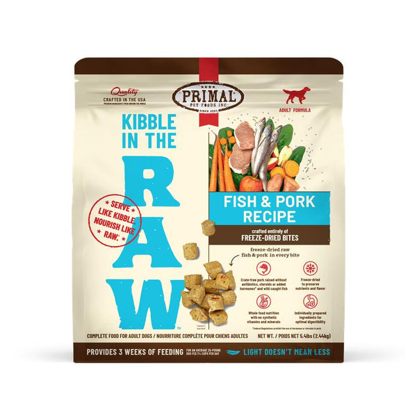 Primal Kibble in the Raw Fish & Pork Recipe Freeze-Dried Dog Food
