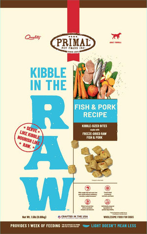 Primal Kibble in the Raw Fish & Pork Recipe Freeze-Dried Dog Food