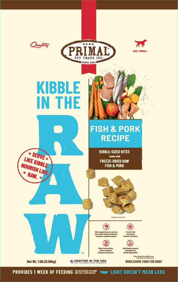 Primal Kibble in the Raw Fish & Pork Recipe Freeze-Dried Dog Food