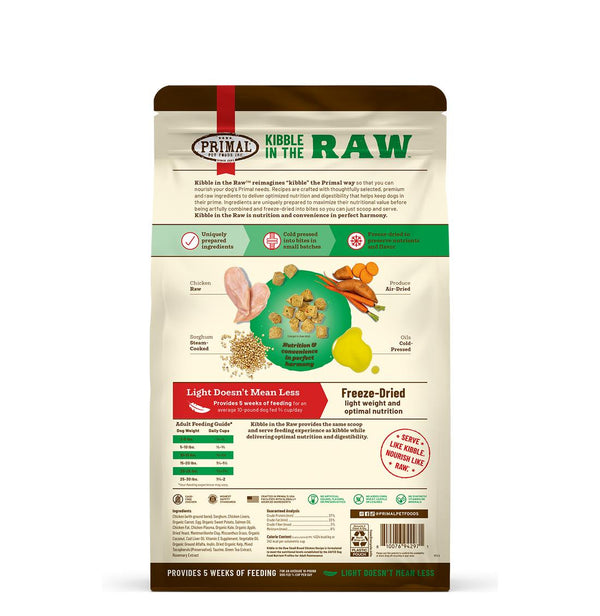 Primal Kibble in the Raw Small Breed Chicken Recipe Freeze-Dried Dog Food