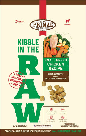 Primal Kibble in the Raw Small Breed Chicken Recipe Freeze-Dried Dog Food