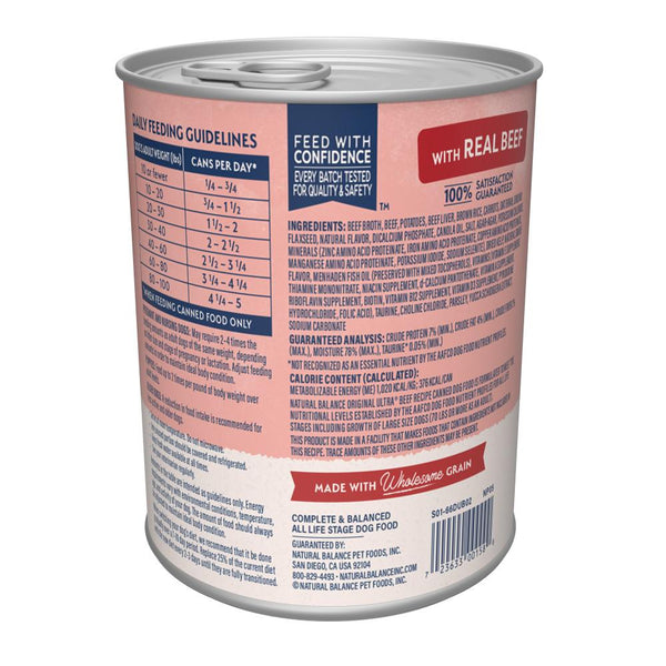 Natural Balance Original Ultra Beef Recipe Wet Dog Food Can