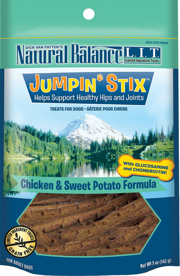 Natural Balance L.I.T. Limited Ingredient Treats Jumpin' Stix Chicken & Sweet Potato Formula Dog Treats, 5-oz