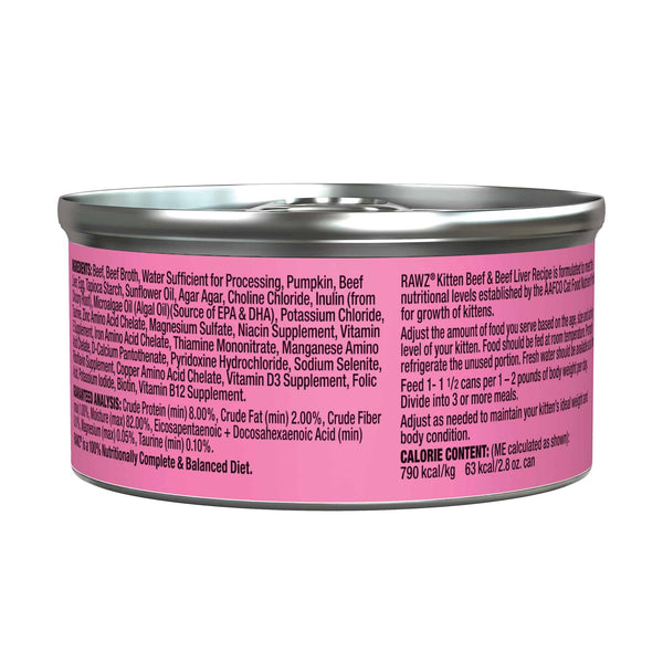 RAWZ Kitten Beef & Beef Liver Wet Cat Food Can