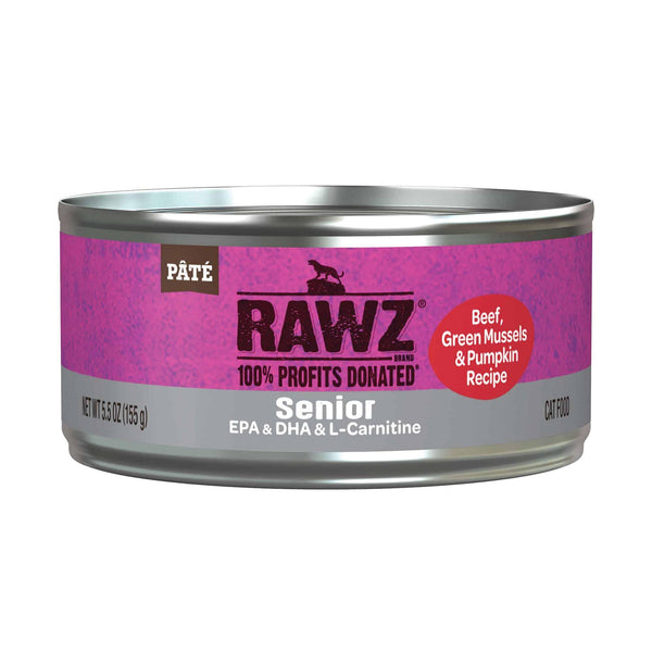 RAWZ Pâtée senior pour chats au bœuf, moules vertes et citrouille en conserve
