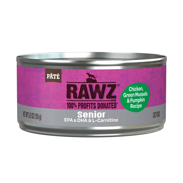 RAWZ Pâtée senior pour chats au poulet, moules vertes et citrouille en conserve