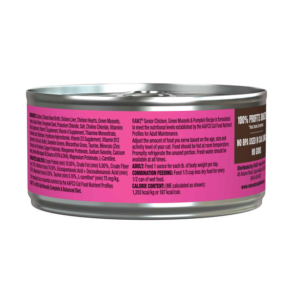 RAWZ Pâtée senior pour chats au poulet, moules vertes et citrouille en conserve