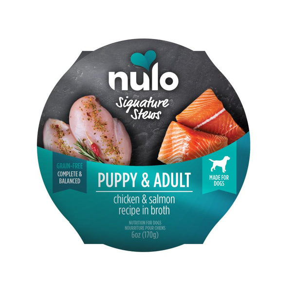 Nulo Signature Stews Chicken & Salmon in Broth Puppy & Adult Wet Dog Food Cup