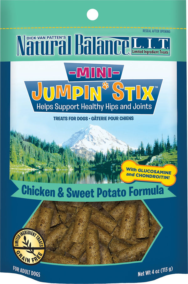 Natural Balance L.I.T. Limited Ingredient Treats Mini Jumpin' Stix Chicken & Sweet Potato Formula Dog Treats, 4-oz