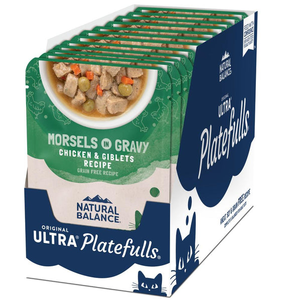 Natural Balance Original Ultra Platefulls Chicken & Giblets Recipe Morsels in Gravy Wet Cat Food Pouches