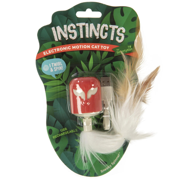 SmartyKat Instincts Jouet chat rechargeable USB 'Sneaky Spinner' queue en plumeau