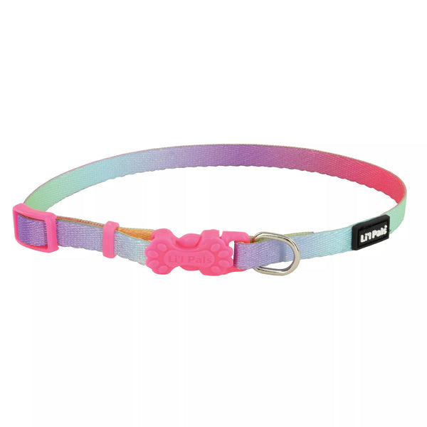 Li'l Pals Adjustable Patterned Dog Collar, Pastel Rainbow