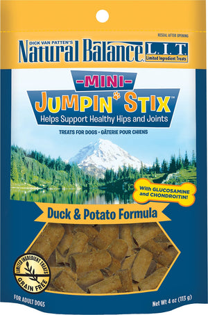 Natural Balance L.I.T. Friandises à ingrédients limités Mini Jumpin' Stix Canard & Pomme de terre Friandises pour chiens, 4-oz